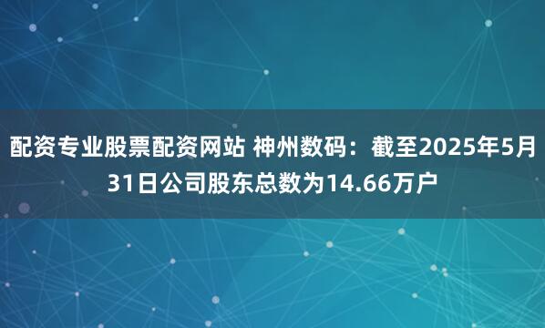 配资专业股票配资网站 神州数码：截至2025年5月31日公司股东总数为14.66万户